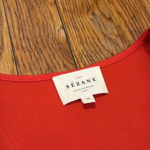 Sezane Eloine Blouse Red rouje Self tie size 38 - US 6 holiday - Picture 3 of 7